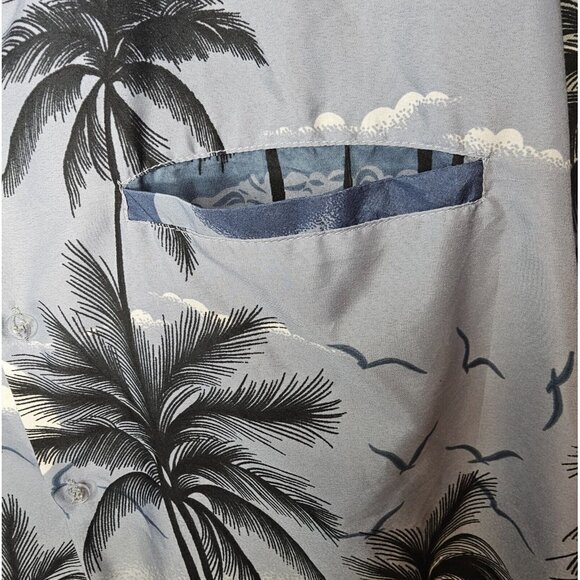 Vtg Hawaiian Multicolor Blue Palm Tree Short Sleeve Shirt Mens Size‎ XXL - Picture 4 of 7